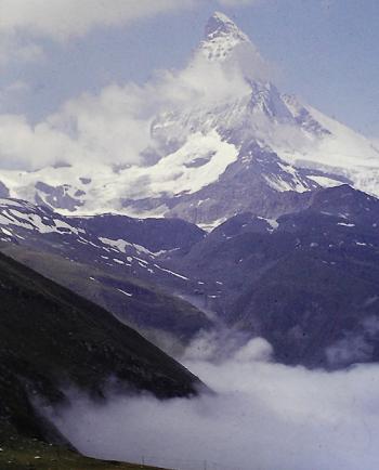 The Matterhorn above the cloudy valley floor. Photo by Alan Moore